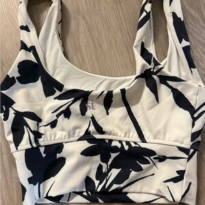 Floral Black and Cream Crop Top